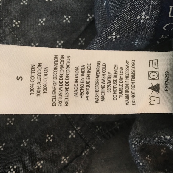 Lucky Brand Boys Blue Chambray Printed Button Up S - Picture 4 of 8